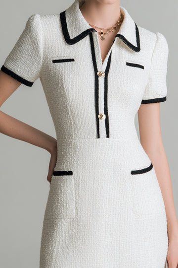 White A Line Short Sleeve Mini Dress